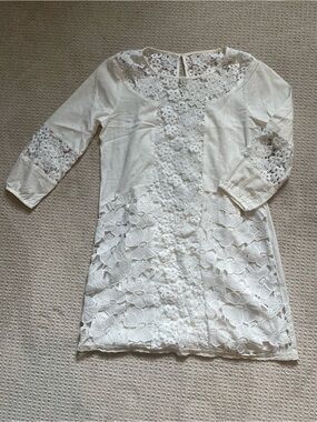 Abercrombie & Fitch Cream White Lace-Trim Dress